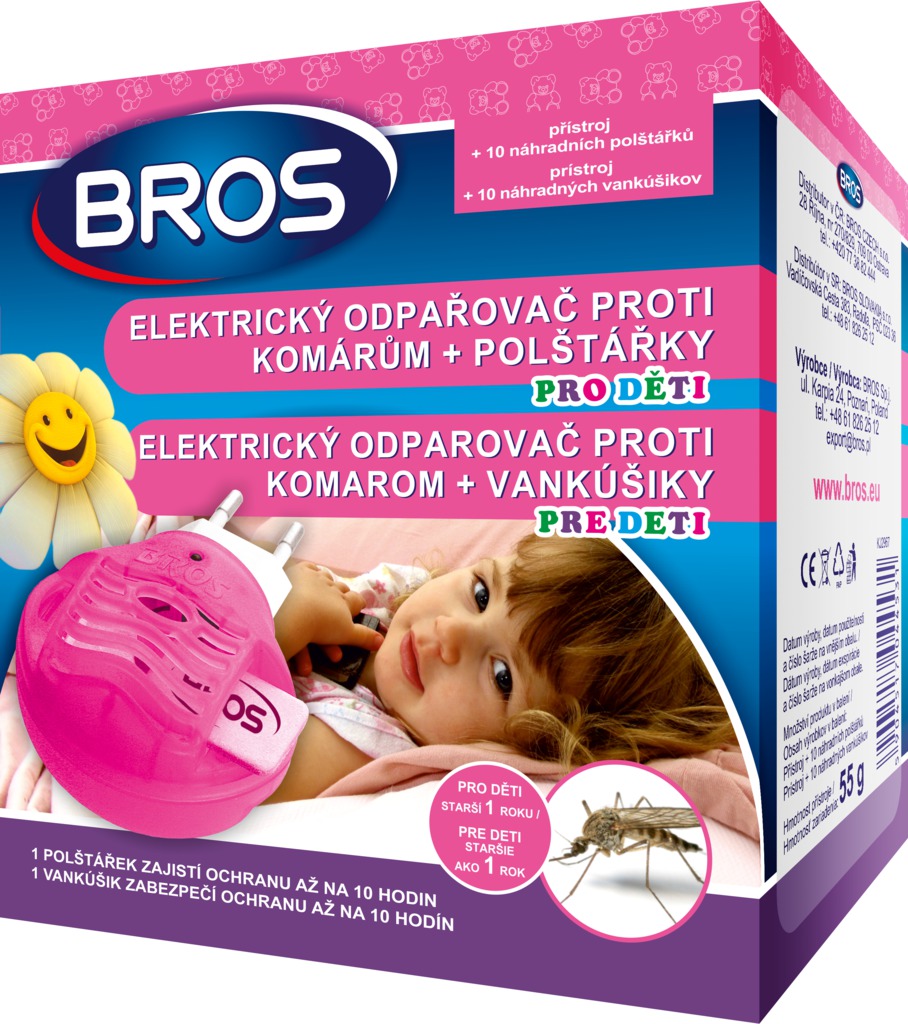 BROS - el. odparovač pre deti proti komárom + 10 vankúšikov
