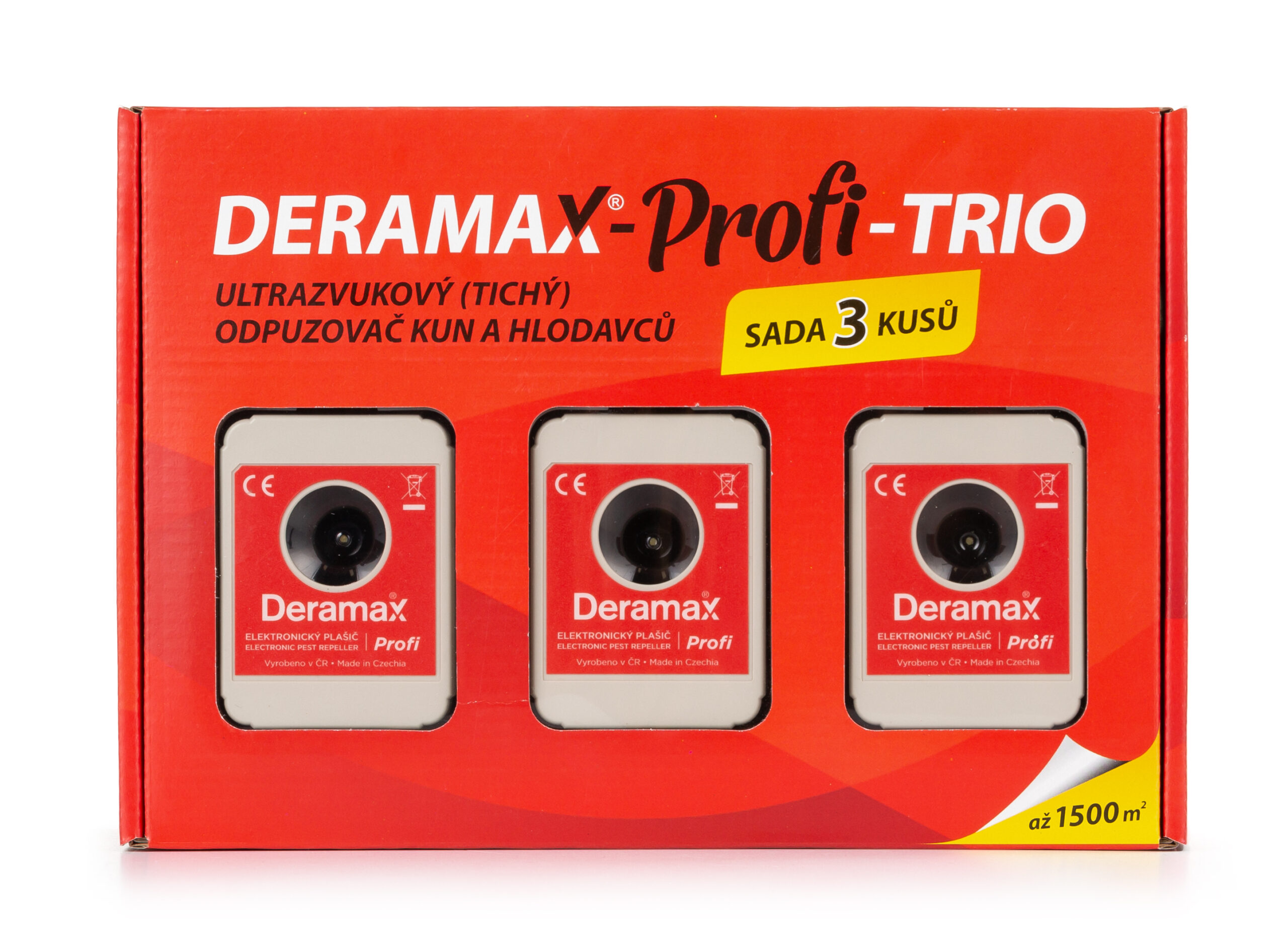 Deramax Profi Trio Ultrazvukový odpudzovač plašič kún a hlodavcov súprava 3 ks